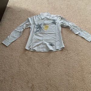 191 Unlimited Gray And Blue Button Down Shirt Sz:L
